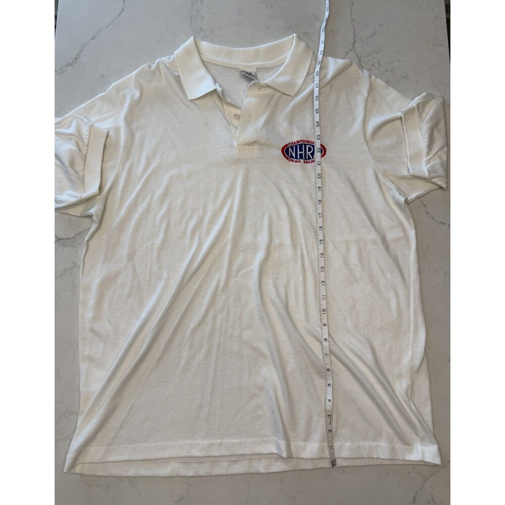 Vintage NHRA Championship Drag Racing Embroidered Polo Shirt White XXL